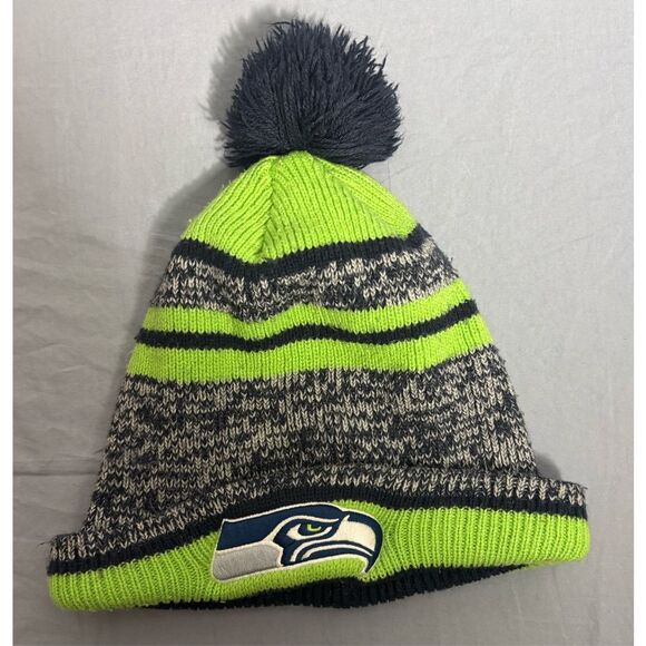 Seattle Seahawks Beanie Hat Pom Pom One Size NFL Winter Cap - Picture 1 of 3
